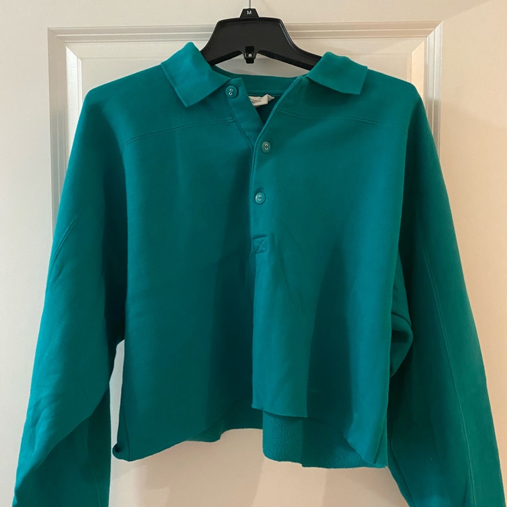 Teal Cropped Rugby Shirt M